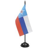 22050018 Флажок настол. на подставке (10х20 см) МЧС представительский (поле с флагом РФ)
