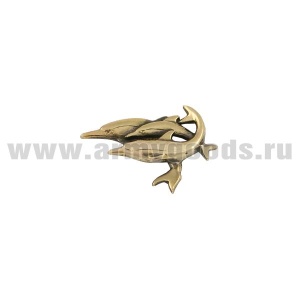 20 04 0826 Значок мет. Ветеран 3 дивизии АПЛ (три дельфина) мал. на пимсе